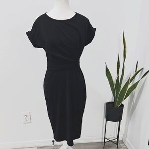 Casual Black Dress With Knot Detailing